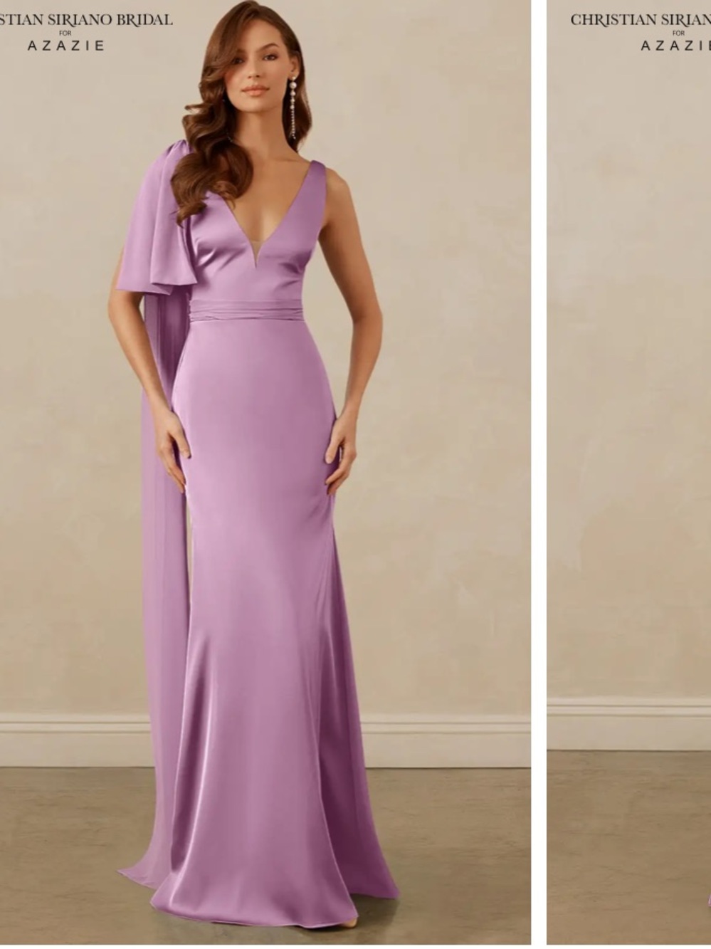 Azazie Christian Siriano Lavender One-Shoulder Satin Gown